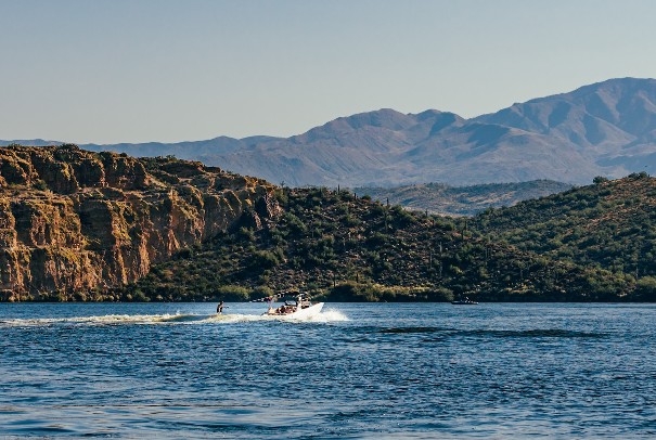 Arizona boat with water skiier